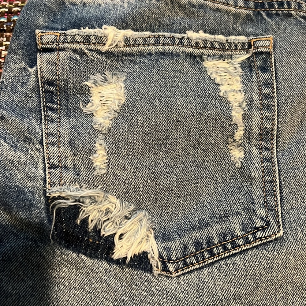 MOUSSY VINTAGE Altadena Short 28 Blue Cut Off Denim High Rise Distressed - Picture 10 of 12